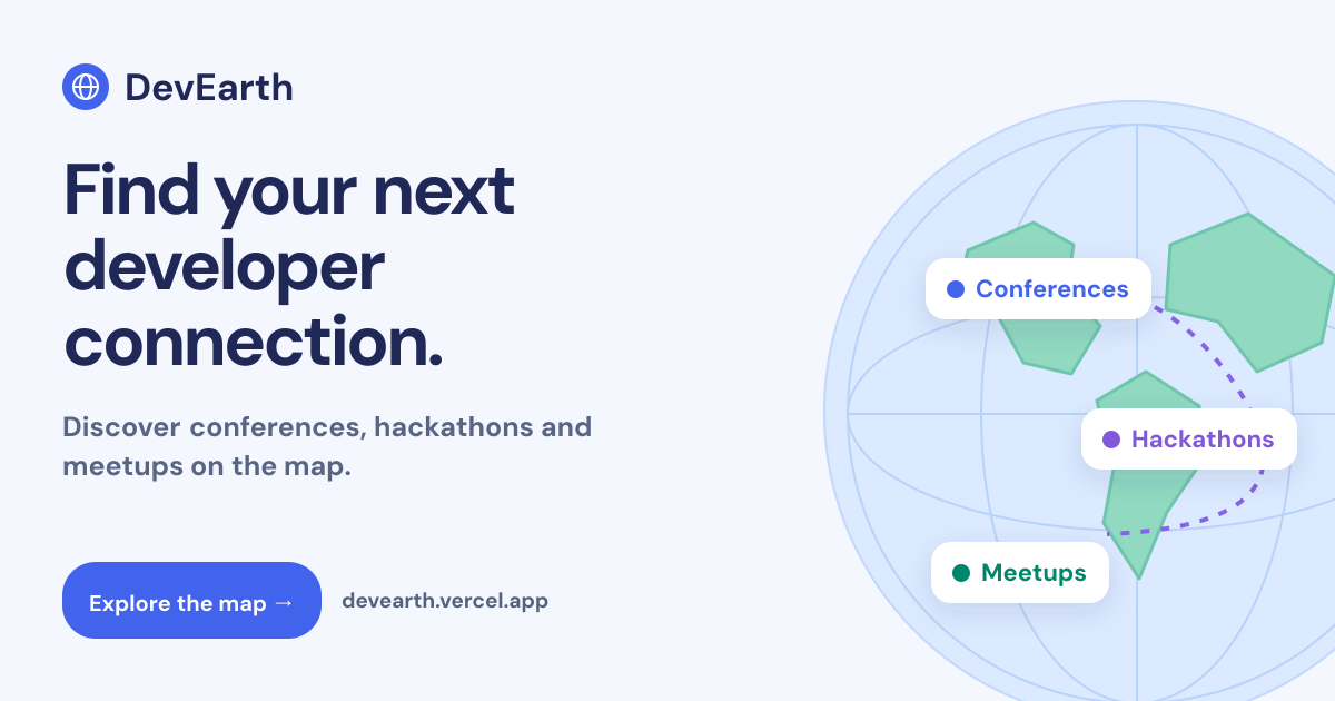 DevEarth — Discover conferences, hackathons and meetups on the map.